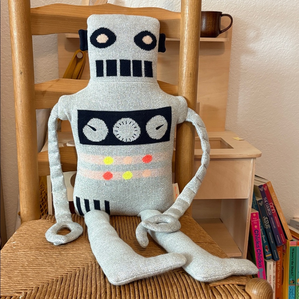 Handmade Light Gray Robot Plush Toy - Kids Toy